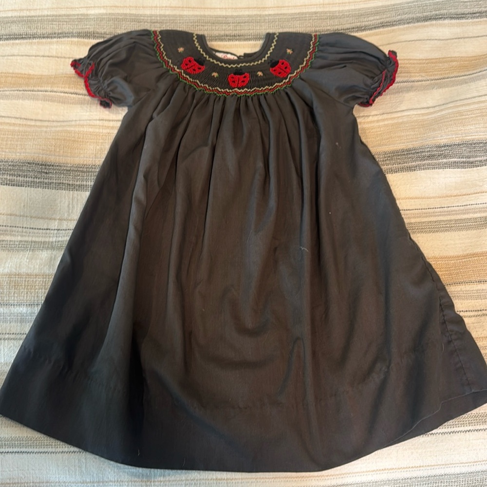 Rosalina collection smock dress with ladybug stitching detail